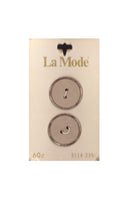 Vintage La Mode 21 mm (7/8 inch) Carded Beige 2-Hole Buttons Two Pieces