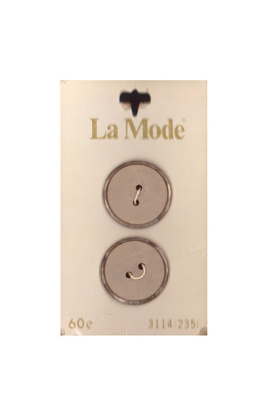 Vintage La Mode 21 mm (7/8 inch) Carded Beige 2-Hole Buttons Two Pieces
