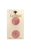 Vintage La Mode 22 mm (7/8 inch) Carded Pink 4-Hole Buttons Two Pieces