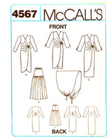 McCall's 4567 NYNY Collection Fitted Dress with Left Front Wrap Closure, Skirt and Scarf, Uncut, Factory Folded, Sewing Pattern Size 12