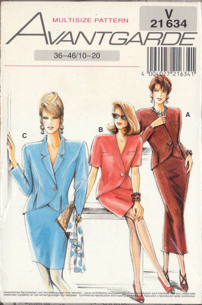 Neue Mode 21634 Sewing Pattern, Jacket and Skirt, Size 10-20, Uncut, Factory Folded