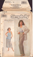 Simplicity 8554 Sewing Pattern, Top, Skirt, Pants, Shirt-Jacket, Size 16, Uncut, Factory Folded
