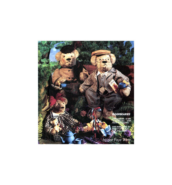 McCall's 5125 Fay White Elderbearies: Male or Female 19" or 15" Tall Bear Dolls and Clothes, Uncut, Factory Folded Sewing Pattern