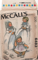 McCall's 6483 Baby's Christening Coat, Dress, Bonnet and Shoes/Booties with Transfer, Uncut, Factory Folded, Sewing Pattern Size 6 Months