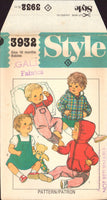 Style 3932 Babies' Lined Anorak, Dungarees and Pinafore, Uncut, Factory Folded, Sewing Pattern Size 18 Months