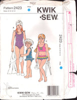 Kwik Sew 2422 or 2423 Girls' Swimwear: One & Two Piece Swimsuits with Optional Ruffles, U/C, F/Folded Sewing Pattern Multi Size 4-7 or 8-14