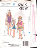Kwik Sew 2422 or 2423 Girls' Swimwear: One & Two Piece Swimsuits with Optional Ruffles, U/C, F/Folded Sewing Pattern Multi Size 4-7 or 8-14
