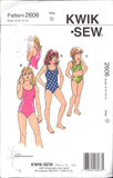 Kwik Sew 2606 Girls' Swimwear: One or Two Piece Swimsuit with Racing Back, Uncut, Factory Folded Sewing Pattern Multi Size 8-14