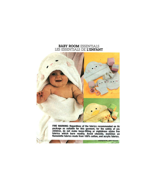 McCall's 3697 Baby Accessories: Hooded Towel, Wassh Mitt, Bib, Booties and Soft Play Blocks, Uncut, Factory Folded, Sewing Pattern