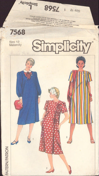 Simplicity 7568 Sewing Pattern, Maternity Dress, Size 12, PARTIALLY CUT, COMPLETE