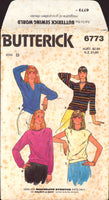 Butterick 6773 Round or V-Neckline Top with Sleeve Variations, Uncut, Factory Folded Sewing Pattern Multi Size 12-20