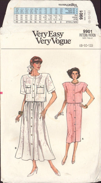 Vogue 9901 Sewing Pattern, Women's Top and Skirt, Size 8-10-12, CUT, INCOMPLETE