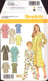 Simplicity 4388 Unisex Child's Sleepwear: Nightshirt in Two Lengths, Robe and Pyjamas, Uncut, Factory Folded Sewing Pattern Multi Size 3-6