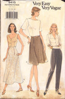 Vogue 9415 Sewing Pattern, Skirt and Pants, Size 12-14, CUT, COMPLETE