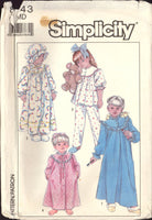 Simplicity 8943 Child's Sleepwear: Nightgown, Pajamas, Robe and Hat, Uncut, Factory Folded Sewing Pattern Size 3-4