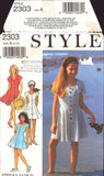 Style 2303 Girls' Panelled Dresses and Playsuit, Uncut, Factory Folded Sewing Pattern Multi Size 9-14