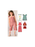 New Look 6392 Childrens' Tops with Sleeves or Straps, Shorts and Cropped Pants, Uncut, Factory Folded Sewing Pattern Multi Size 3-8