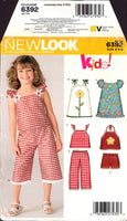 New Look 6392 Childrens' Tops with Sleeves or Straps, Shorts and Cropped Pants, Uncut, Factory Folded Sewing Pattern Multi Size 3-8
