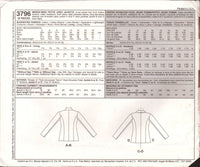 McCall's 3796 Lined, Front Button Jacket with Collar Variations, Uncut, Factory Folded Sewing Pattern Size 12-18
