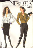 New Look 6467 Double Breasted Jacket and High Waisted Skirt and Front Pleated Pants, Uncut, Factory Folded Sewing Pattern Multi Size 8-18