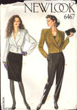 New Look 6467 Double Breasted Jacket and High Waisted Skirt and Front Pleated Pants, Uncut, Factory Folded Sewing Pattern Multi Size 8-18