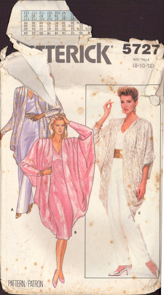 Butterick 5727 Sewing Pattern, Jacket, Dress, Top, Pants, Size 8-10-12, CUT, COMPLETE