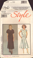Style 1017 Loose-Fit, Two-Piece Dress with Button Front, Panelled and Flared Skirt, Sewing Pattern Size 12-18