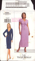 Vogue 7583 Fitted, Drawstring Bodice Dress in Two Lengths with Drawstring Bodice, Uncut, Factory Folded, Sewing Pattern Size 12-16
