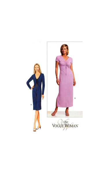 Vogue 7583 Fitted, Drawstring Bodice Dress in Two Lengths with Drawstring Bodice, Uncut, Factory Folded, Sewing Pattern Size 12-16