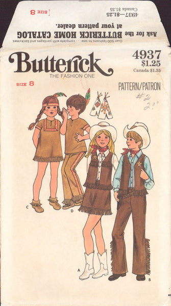 Butterick 4937 Sewing Pattern, Children's Costume, Size 8, PARTIALLY CUT, COMPLETE