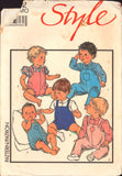 Style 4822 Babies' Dungarees in Two Lengths and Shirt, Uncut, Factory Folded, Sewing Pattern Size 18 Months