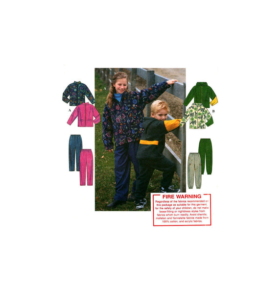 Simplicity 8342 Child's Loose Fitting Jacket and Pants, Uncut, Factory Folded, Sewing Pattern Size 7-12