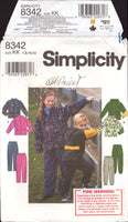 Simplicity 8342 Child's Loose Fitting Jacket and Pants, Uncut, Factory Folded, Sewing Pattern Size 7-12