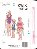 Kwik Sew 2422 or 2423 Girls' Swimwear: One & Two Piece Swimsuits with Optional Ruffles, U/C, F/Folded Sewing Pattern Multi Size 4-7 or 8-14
