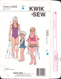 Kwik Sew 2422 or 2423 Girls' Swimwear: One & Two Piece Swimsuits with Optional Ruffles, U/C, F/Folded Sewing Pattern Multi Size 4-7 or 8-14