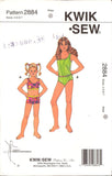 Kwik Sew 2884 or 2885 Girls' Swimwear: Two Piece Swimsuit and Tankini, Uncut, Factory Folded Sewing Pattern Multi Size 4-7 or 8-14