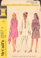 McCall's 2557 Maternity Dress or Top and Pants, Uncut, Factory Folded Sewing Pattern Size 14 Bust 36