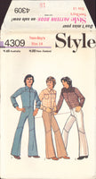 Style 4309 Teen Boys' Shirt and Flared Trousers with Seam Detail, Uncut, Factory Folded Sewing Pattern Size 14