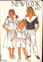 New Look 6117 Girls' Sailor Outfits: Tops, Skirt, Pants and Shorts, Uncut, Factory Folded Sewing Pattern Multi Size 3-10