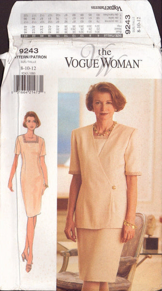 Vogue 9243 Sewing Pattern, Dress and Jacket, Size 8-10-12, Uncut, Factory Folded