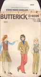 Butterick 4026 Child's Vest, Jacket, Culottes and Pants, Uncut, Factory Folded Sewing Pattern Size 8