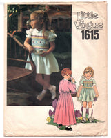 Vogue 1615  Child's Hand Smocked, Peter Pan Collar Dress in Two Lengths, Uncut, Factory Folded Sewing Pattern Size 5