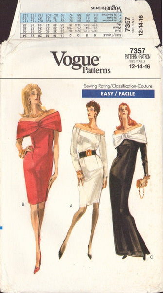 Vogue 7357 Sewing Pattern, Dress, Size 6-8-10, Cut, Complete OR Size 12-14-16, Cut, Complete