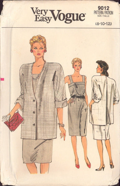 Vogue 9012 Sewing Pattern, Dress and Jacket, Size 8-10-12, Uncut, Factory Folded