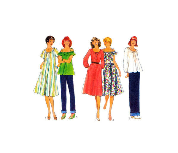Style 1838 Flared Peasant Dress or Top, Uncut, Factory Folded Sewing Pattern Size 10 Bust 32.5