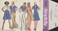 Simplicity 6110 Blouse, Flared A-Line Skirt and Flared Pants, Partially Cut Sewing Pattern Size 8 Bust 31.5