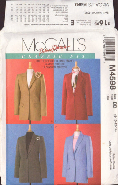 McCall's 4598 Sewing Pattern, Women's Lined Jackets, Size 8-14, Uncut, Factory Folded