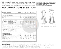 40s Cap Sleeve Dress with Softly Flared Skirt, Bust 34" (87 cm), McCall 6937, Vintage Sewing Pattern Reproduction