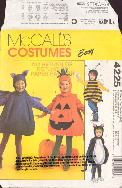 McCall's 4225 Sewing Pattern, Children's Pot Belly Costumes, One Size, Uncut, Factory Folded