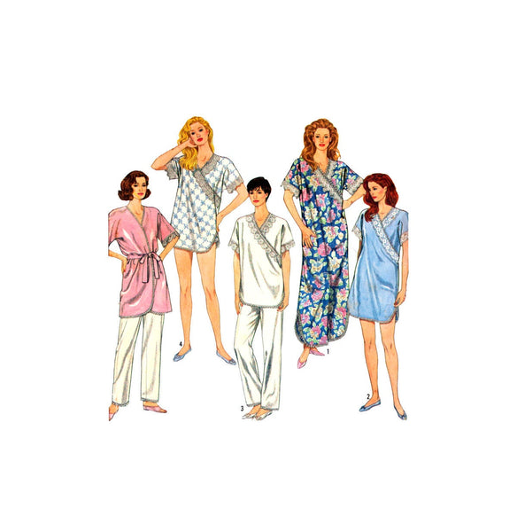 Simplicity 7031 Sleepwear: Nightgown in Two Lengths, Pajamas, Baby Dolls and Robe, Uncut, Factory Folded Sewing Pattern Multi Size 6-24